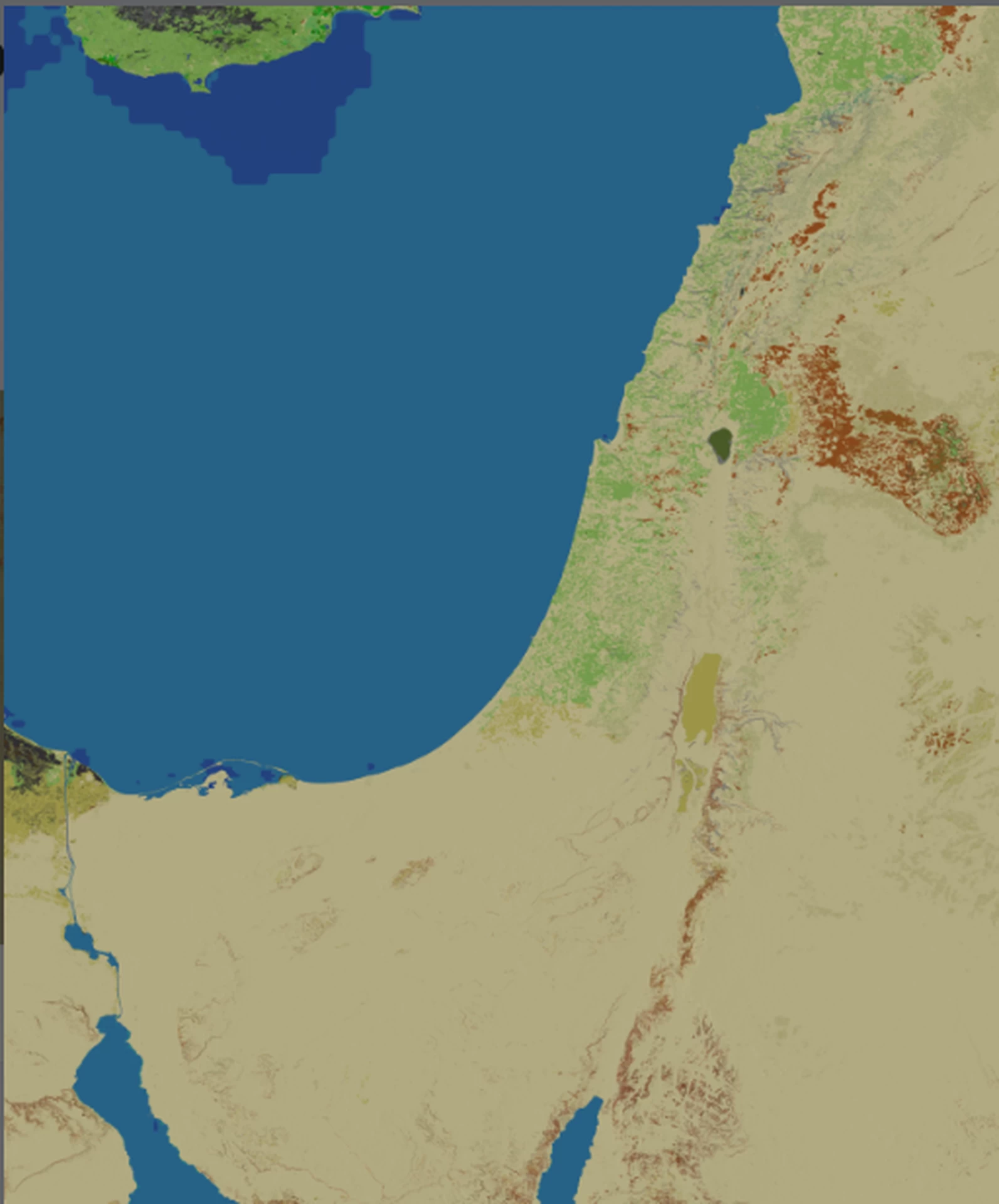 A picture of the Israel-Palestine-Lebanon map